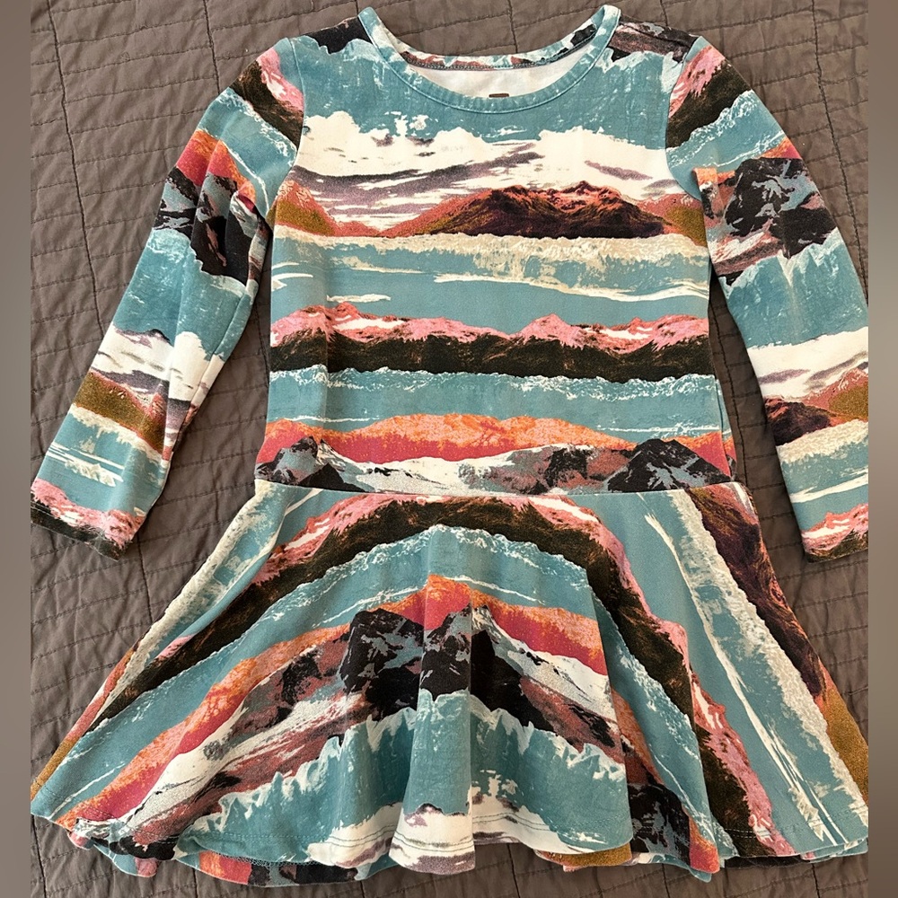 Tea Collection Dress Tunic colorful landscape cotton tutu 3T